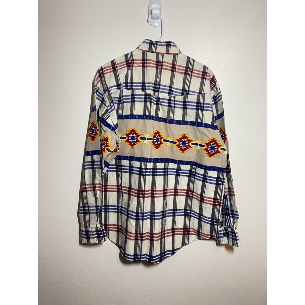 Basic Editions Button Down Cotton Aztec Print Sou… - image 4